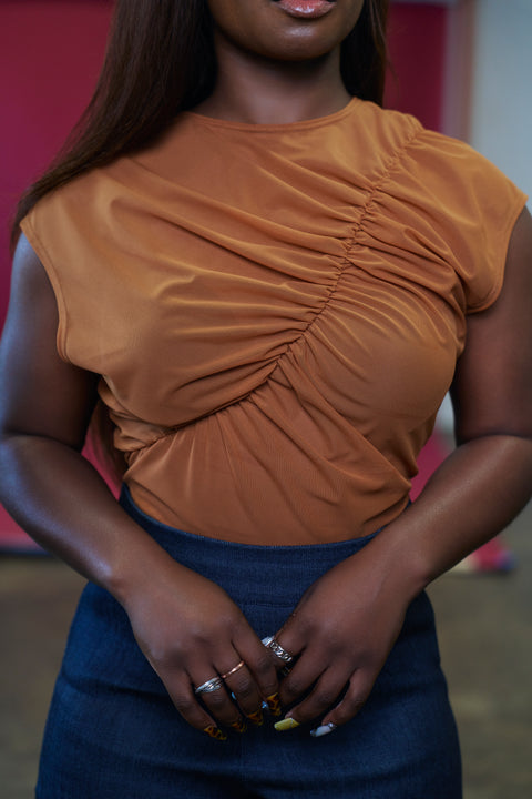 SEMI SHEER RUCHED TOP
