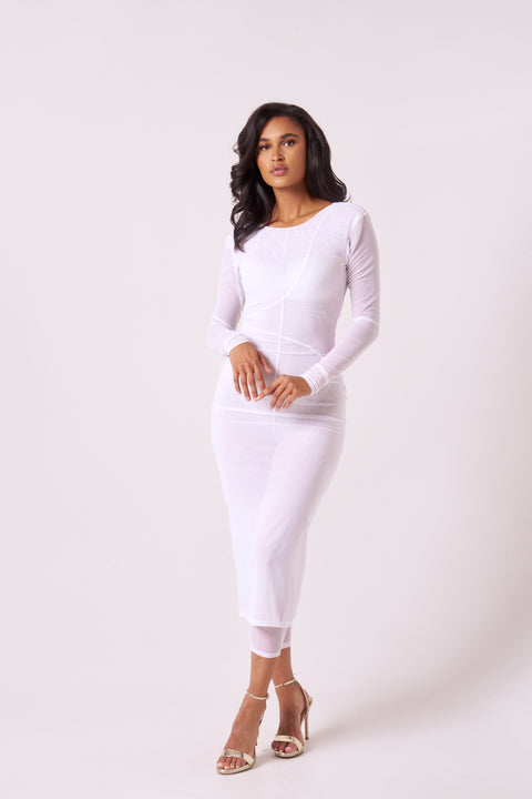 SEMI-SHEER CATSUIT DRESS